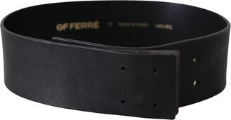 GF Black Genuine Leather Wide Logo Waist Women's Belt