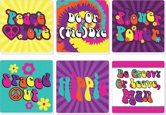 Big Dot Of Happiness 60's Hippie - Funny 1960s Groovy Party Decorations - Drink Coasters - Set of 6