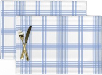Pastel Blue Plaid Placemats | Set Of 2 - Ostersund Tartan By Lilyoake Light Easter Spring Tardan Cloth Spoonflower