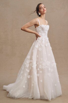 Abigail Square-Neck A-Line Appliqué Wedding Gown