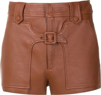 Frida high-waisted leather shorts