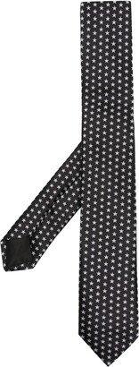 Star-Embroidered Silk Tie