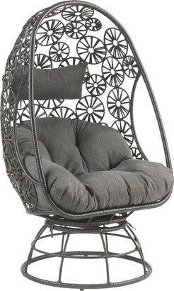 ACME Hikre Patio Lounge Chair and Side Table in Charcoal and Black