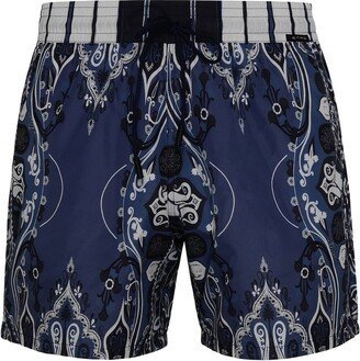 Paisley Printed Drawstring Swim Shorts-AF