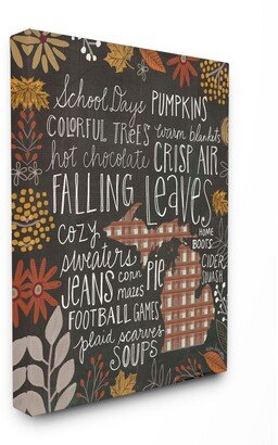 Michigan Fall Typography Canvas Wall Art, 30 x 40