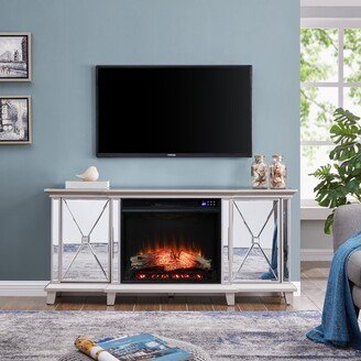 SEI Furniture Talmar Mirrored Fireplace Media TV Stand for TV's up to 62