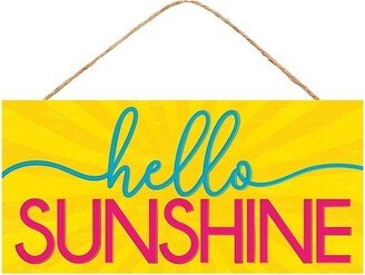 Spring Summer Hello Sunshine Wooden Door Wreath Sign Yellow Turquoise Hot Pink - 12.5 Inches X 6 Ap8568, Centerpiece