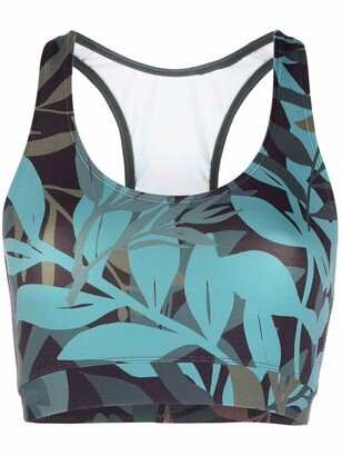 Sportive leaf-print sports bra