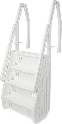 Vinyl Works Adjustable 32 Inch In-Pool Step Ladder for Above Ground Pools, White