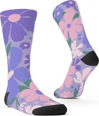 Socks: Blooming Garden On Lilac Custom Socks, Purple