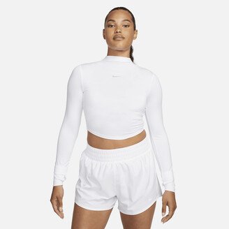 Women's Dri-FIT One Luxe Long-Sleeve Cropped Top in White