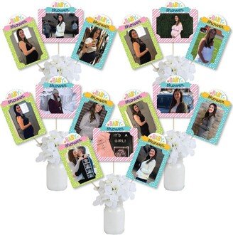 Big Dot of Happiness Colorful Baby Shower - Gender Neutral Party Picture Centerpiece Sticks - Photo Table Toppers - 15 Pieces