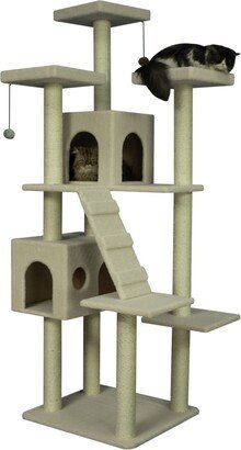 Real Wood Cat Tree, Multi Levels With Ramp, 3 Perches & 2 Condos