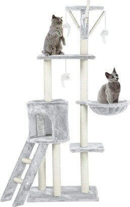 EROMMY 56 Multi-Level Cat Tree Condo with Scratching Posts Perches