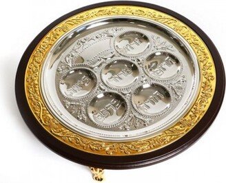 Seder Plate, Silver Plated Passover Pesah Tray Adding The Symbolic Food, Jewish Holidays Pesach 100% Kosher Made in Israel-AB