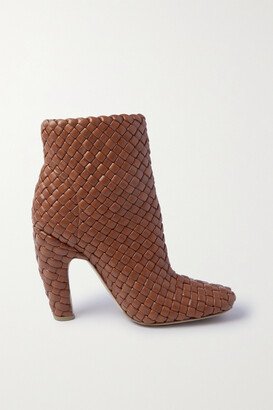 Mini Lido Intrecciato Leather Ankle Boots - Brown