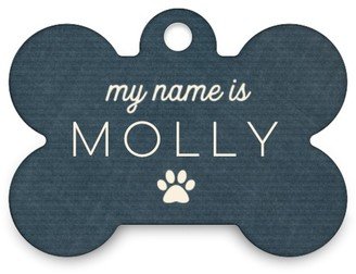 Pet Tags: Rustic Chambray Bone Pet Tag, Blue