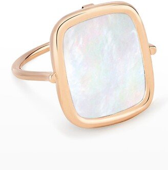 Rose Gold White Mother-of-Pearl Antiqued Ring