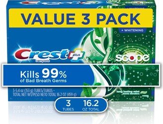 Crest + Scope Outlast Complete Whitening Toothpaste - Mint - 5.4oz/3pk