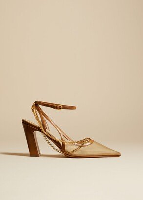 The Marfa Slingback Pump in Beige Mesh and Nougat Leather