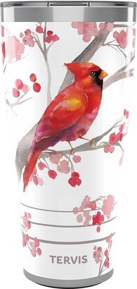 Traveler Christmas Holiday Cardinal and Berry Branches Triple Walled Insulated Tumbler Travel Cup Keeps Drinks Cold & Hot, 30oz, Stainless Steel