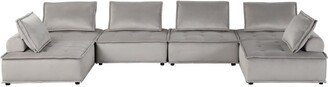 Lilola Home Anna Velvet 6-Seater U-Shape Modular Sectional Sofa