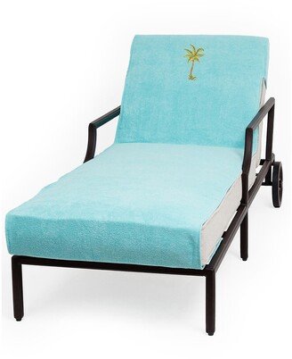 100% Turkish Cotton Palm Tree Embroidered Standard Size Chaise Lounge Cover - Aqua