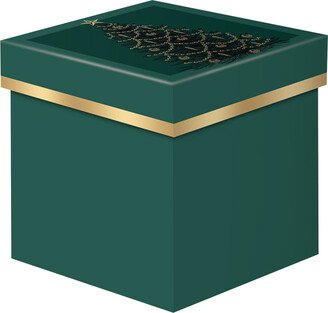 Punch Studio Small Square Gold Tree Gift Box Green