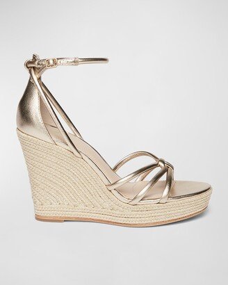 Tami Metallic Ankle-Strap Wedge Espadrilles