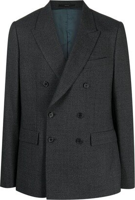 Mélange-Effect Double-Breasted Wool Blazer