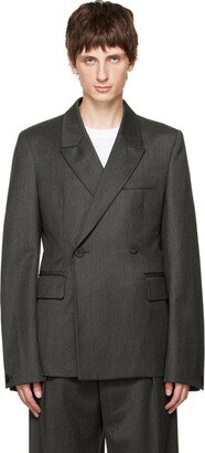 Gray Single-Breasted Blazer-AB