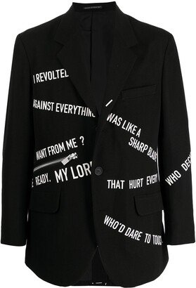 Slogan-Pattern Lambswool Blazer