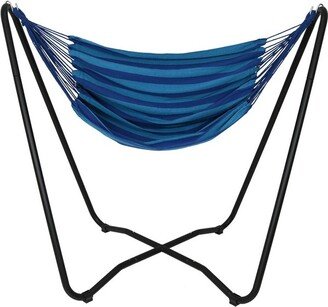 Sunnydaze Decor Sunnydaze Hanging Rope Hammock Chair with Space-Saving Stand - 330 lb Weight Capacity - Beach Oasis