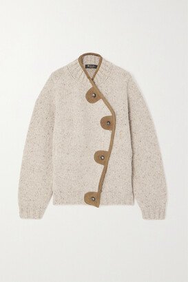 Newcastle Asymmetric Suede-trimmed Wool And Cashmere-blend Cardigan - Neutrals