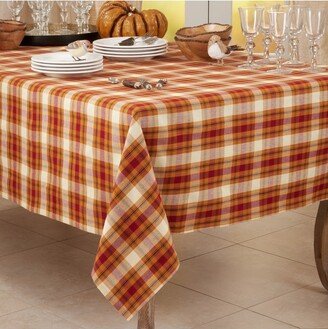 Saro Lifestyle Plaid Tablecloth, Rust, 70