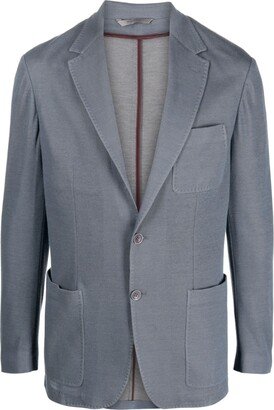 Chambray Single-Breasted Blazer-AA