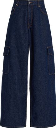 Bethany Stretch Drop-Rise Wide-Leg Cargo Jeans