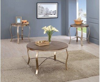 Wicklow Transitional 3 PIECE TABLE SET, CHAMPAGNE - Oak - 18.75 H x 34 W x 34 L Inches