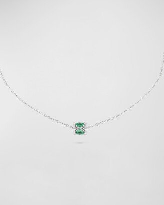 Procida 18K White Gold Emerald and Diamond Pendant Necklace