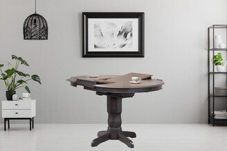 Round Butterfly Leaf Counter Height Table, 42 x 42 x 60, Antiqued Grey Stone/Black Stone