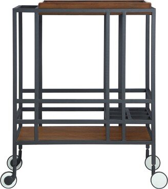 Ron Serving Bar Cart with Metal Frame and Casters