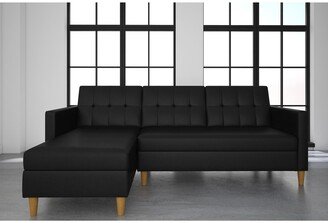 Hartford Black Faux Leather Storage Sectional Futon