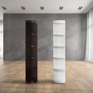 Transitional 5-Shelf Wood Corner Display Stand