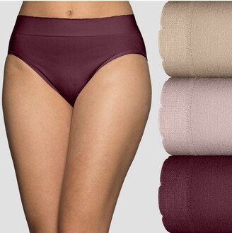 Vanity Fair Lingerie Vanity Fair Womens No Pinch No Show Seamless Hi-Cut, 3-Pack 13417 - DAMASK/QUARTZ/MAROON - 6