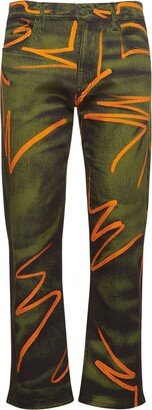 Brush strokes print cotton bull pants