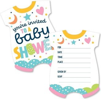 Big Dot of Happiness Colorful Baby Shower - Shaped Fill-In Invitations - Gender Neutral Party Invitation Cards with Envelopes - Set of 12