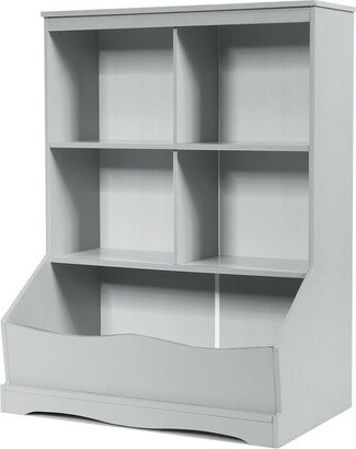 3-Tier Children's Multi-Functional Bookcase Toy Storage Bin Floor Cabinet-Gray - 26.5