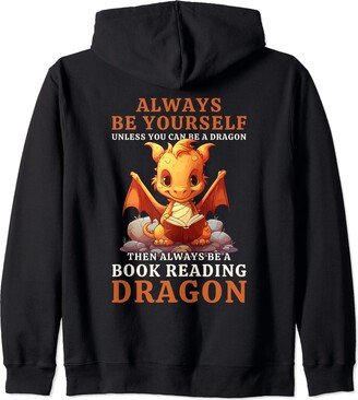 Best Fantasy Dragon Reading Book Shirts For Women Always Be Yourself For Nerds - Book Reading Yellow Dragon Zip Hoodie