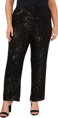 Plus Size Sequined Pull-On Flare Pants