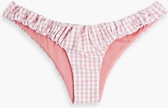 Dorit gathered gingham low-rise bikini briefs